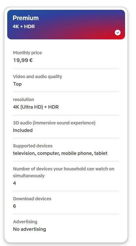 4K Netflix Premium FA
